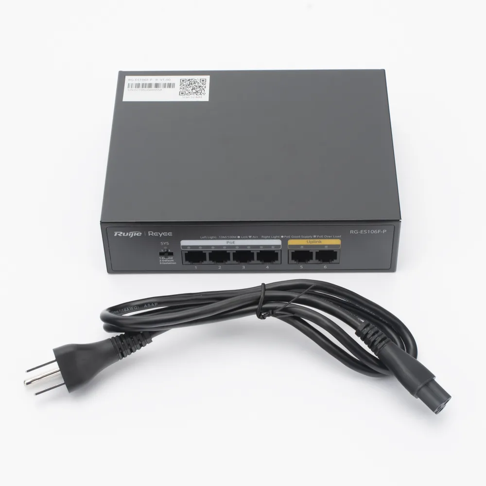 Switch PoE+ no Administrable, 6 Puertos 10/100 Mbps, hasta 54 Watts – vista 6