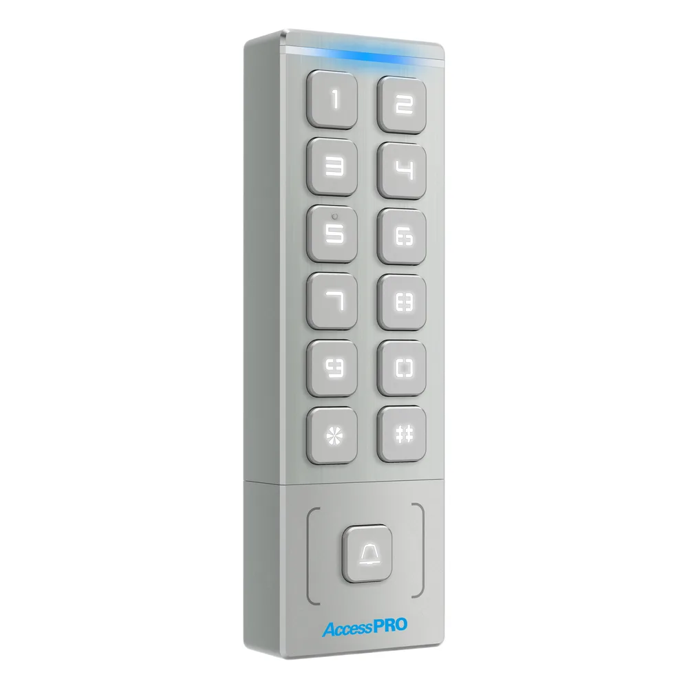 Teclado Autónomo / Diseño Slim Metálico / 1000 Tarjetas y Contraseñas /  Exterior IP65 / Lector de Tarjetas Prox EM / Salida Wiegand – vista 2