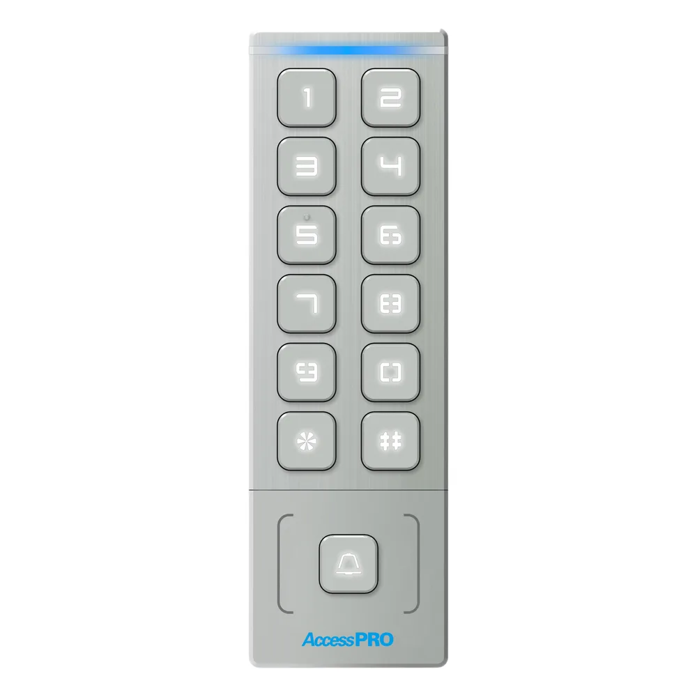 Teclado Autónomo / Diseño Slim Metálico / 1000 Tarjetas y Contraseñas / Exterior IP65 / Lector de Tarjetas Prox EM / Salida Wiegand