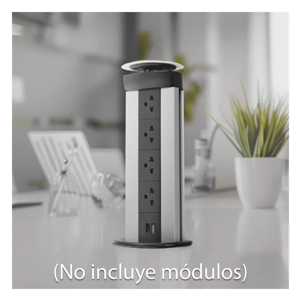 Teleblock Simon K45 para Voz, Datos, Multimedia o Contactos Eléctricos / Capacidad para 4 Módulos K45 / Apertura Manual con Tapa Abatible / Instalación en Mobiliario de Oficina o Comercial / (KTL204CY) – vista 3