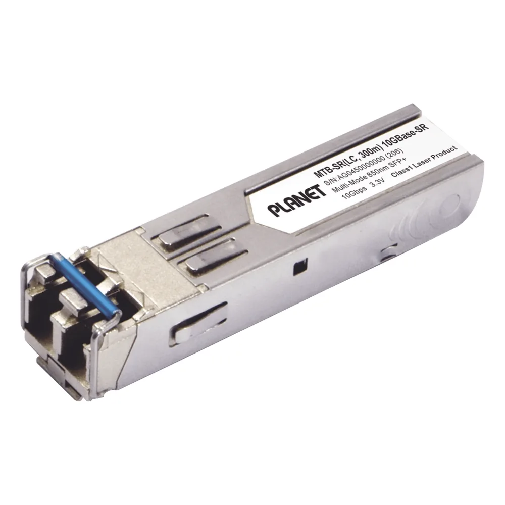 Transceptor Industrial, SFP de 10 G, Conector LC, Fibra Multimodo, Hasta 300 m, Soporta temperaturas de -40 a 85°C.