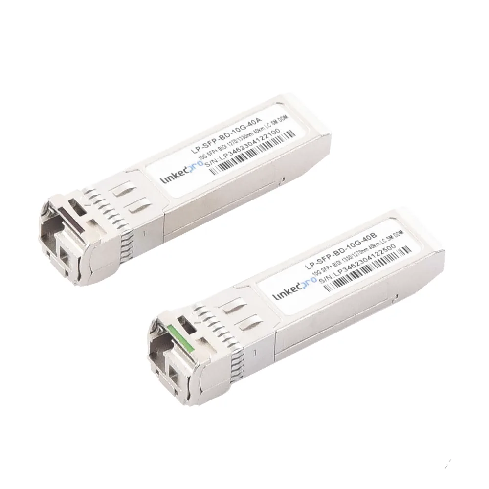 Transceptores Ópticos Bidireccionales SFP+ (Mini-Gbic) / Monomodo 1270 & 1330 nm / 10 Gbps / 1000BASE-BX / Conector LC/UPC Simplex / DDM / Hasta 40 km / 2 Piezas