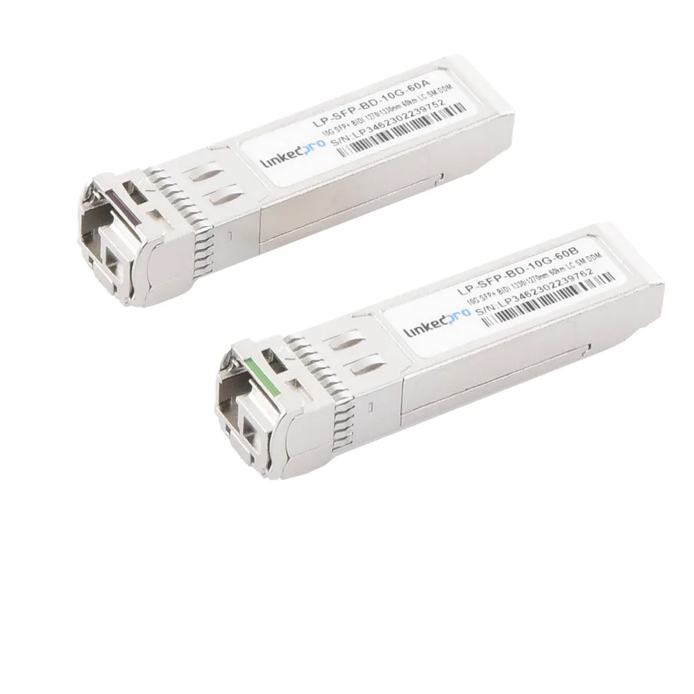 Transceptores Ópticos Bidireccionales SFP+ (Mini-Gbic) / Monomodo 1270 & 1330 nm / 10 Gbps / 10GBASE-BX / Conector LC/UPC Simplex / DDM / Hasta 60 km / 2 Piezas