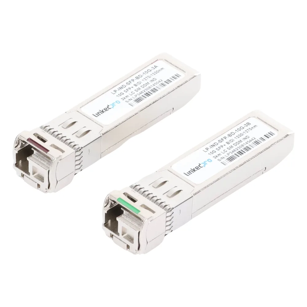 Transceptores Ópticos Industriales Bidireccionales SFP+ (Mini-Gbic) / Monomodo 1270 & 1330 nm / 10 Gbps / 10GBASE / Conector LC/UPC Simplex / DDM / Hasta 3 km / 2 Piezas – vista 2
