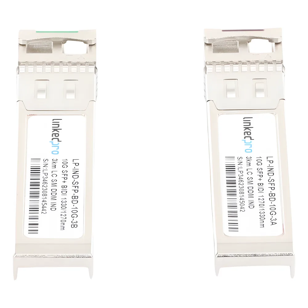 Transceptores Ópticos Industriales Bidireccionales SFP+ (Mini-Gbic) / Monomodo 1270 & 1330 nm / 10 Gbps / 10GBASE / Conector LC/UPC Simplex / DDM / Hasta 3 km / 2 Piezas – vista 3