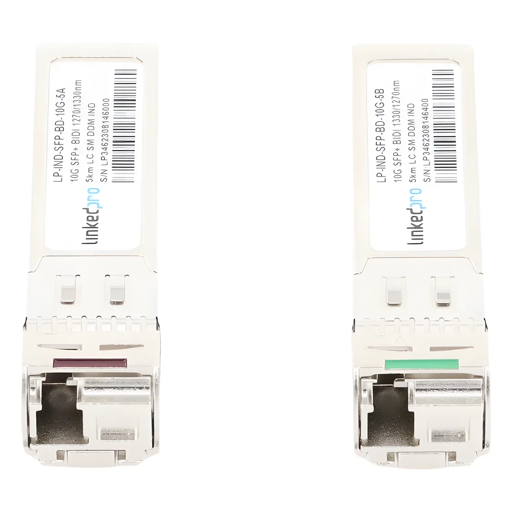 Transceptores Ópticos Industriales Bidireccionales SFP+ (Mini-Gbic) / Monomodo 1270 & 1330 nm / 10 Gbps / 10GBASE / Conector LC/UPC Simplex / DDM / Hasta 5 km / 2 Piezas – vista 2