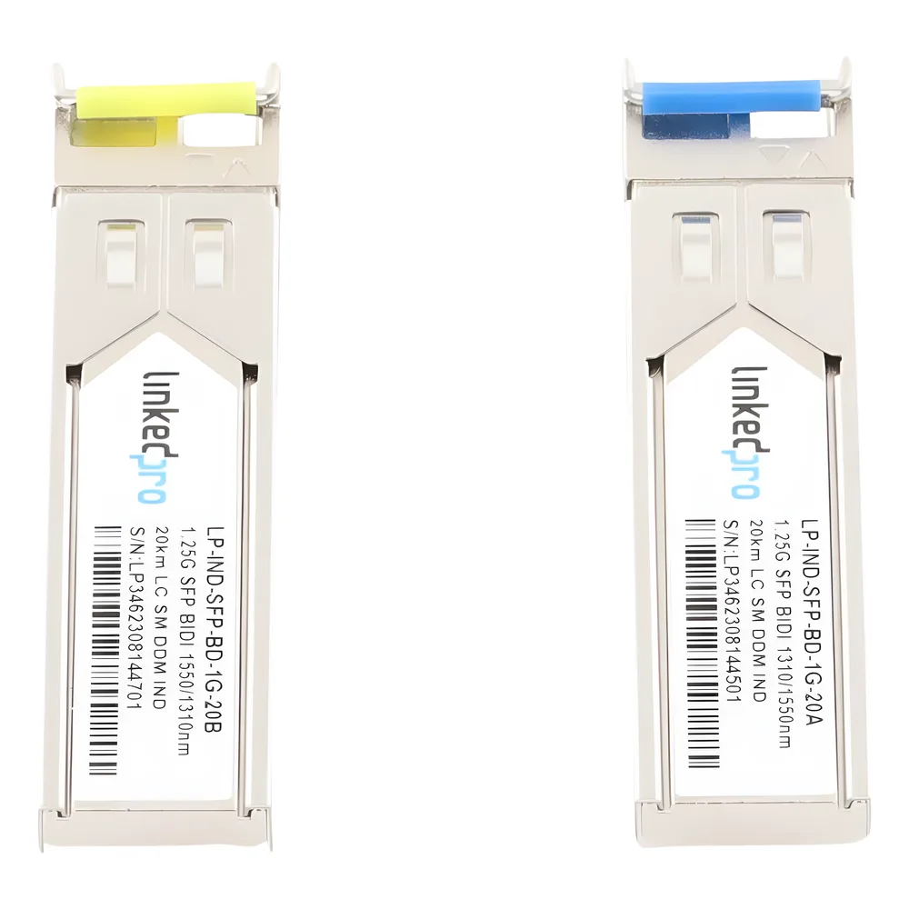Transceptores Ópticos Industriales Bidireccionales SFP (Mini-Gbic) / Monomodo 1310 & 1550 nm / 1.25 Gbps / 1000BASE-BX / Conector LC/UPC Simplex / DDM / Hasta 20 km / 2 Piezas – vista 2