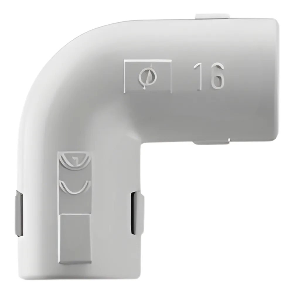 Unión en "L" (Codo) para tubería rígida, recomendado para cable eléctrico, PVC Auto-extinguible, de 25 mm
