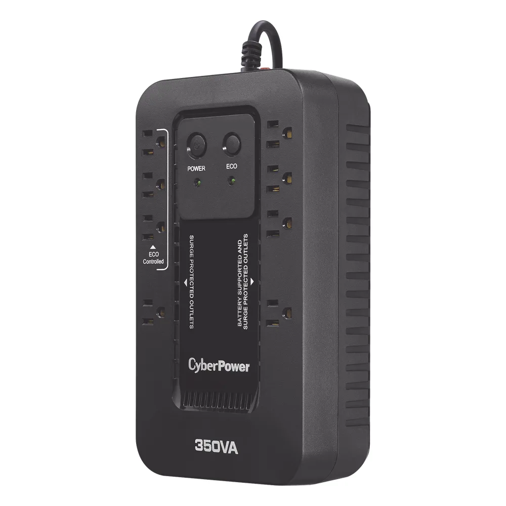 UPS de 350 VA/255 W, Topología Standby con Modo Ahorrador ECO, Entrada 120 Vca NEMA 5-15P, Con 8 Tomas NEMA 5-15R