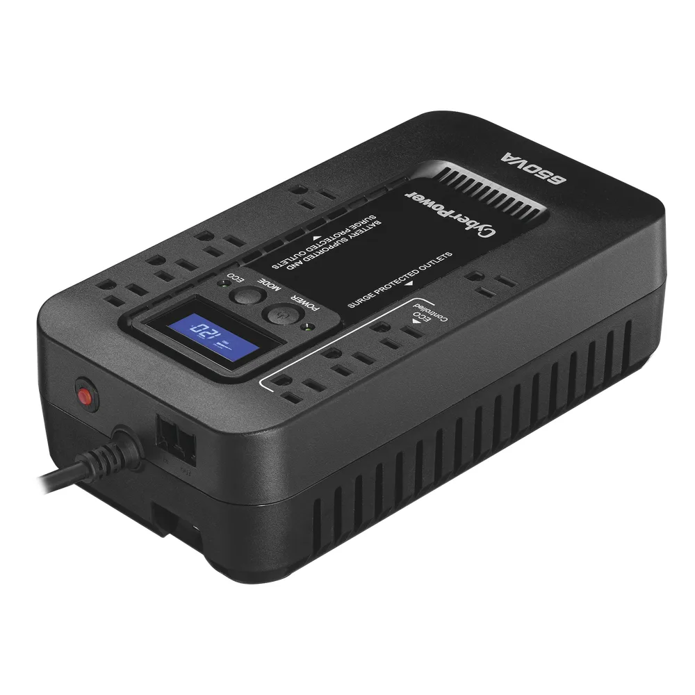 UPS de 650 VA/390 W, Topología Standby con Modo Ahorrador ECO, Entrada 120 Vca NEMA 5-15P, Con 8 Tomas NEMA 5-15R – vista 3