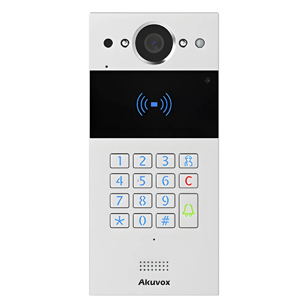 Videoportero SIP / Teclado y Lector de Tarjeta / Notificación App / Notificación Llamada Telefónica / Configuración en la Nube / POE / IP65 / Cámara de 2 MP / NFC / PIN Temporal para Visitas / Control de 2 Puertas