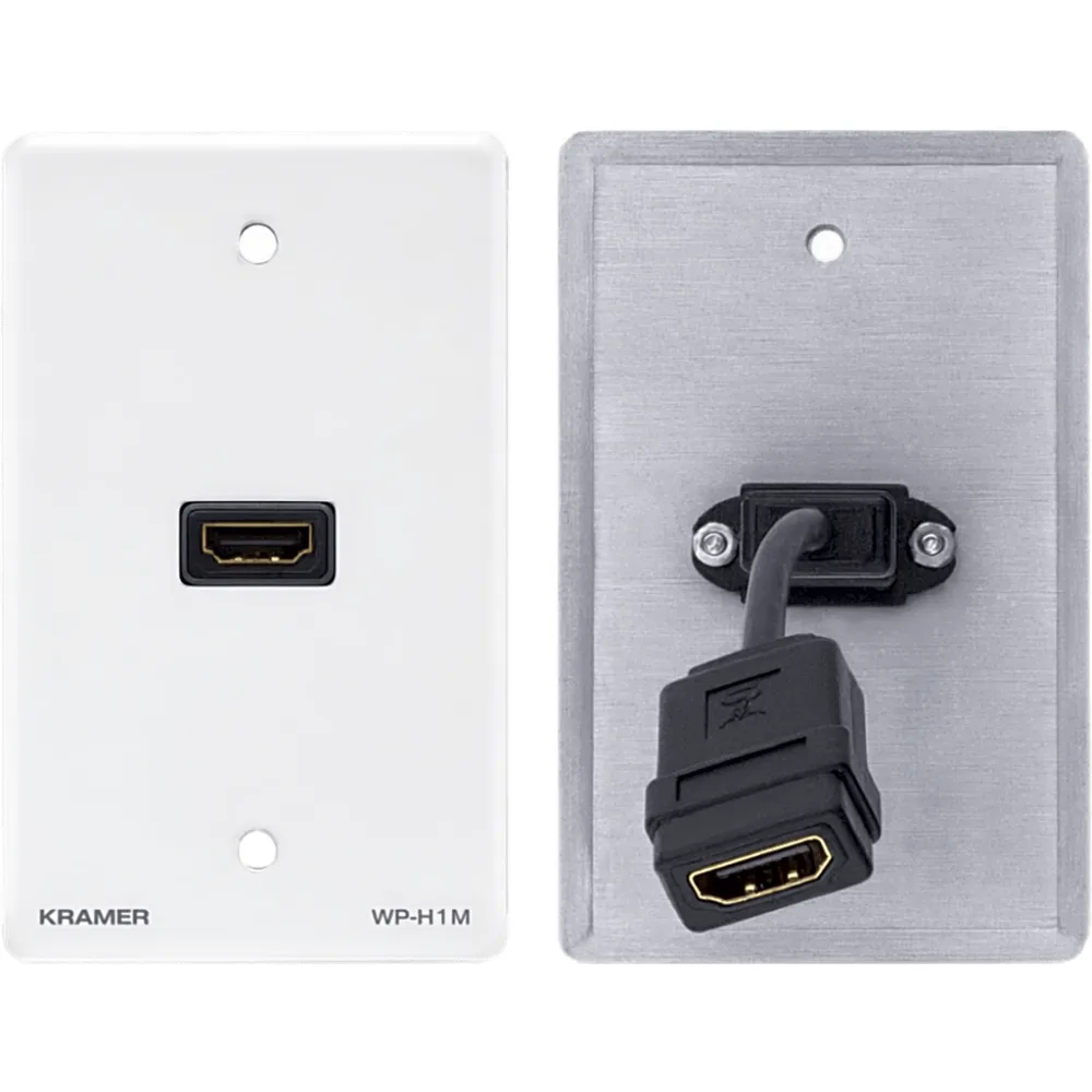 Wall Plate Pasivo HDMI | Conexión HDMI Frontal y Trasera | Cable Plano Flexible | Formatos US | Blanco