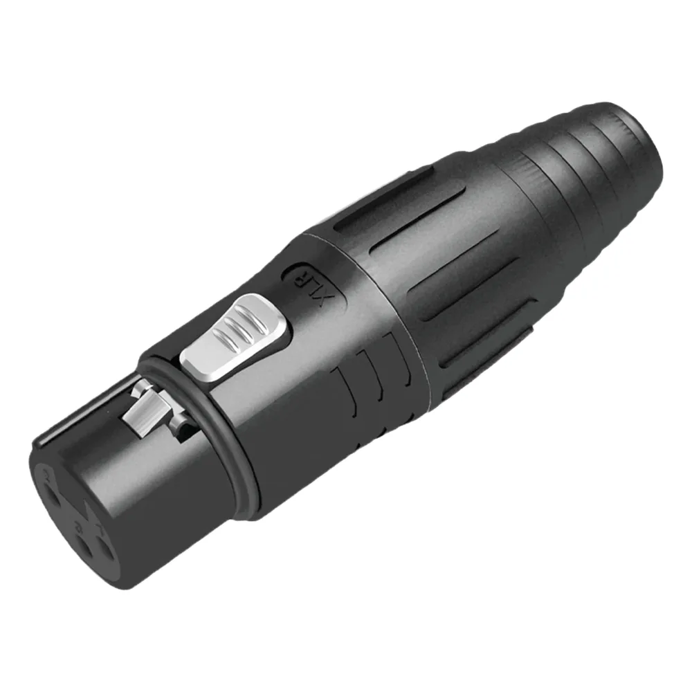 XLR conector de cable hembra, carcasa enchapada en negro, contactos enchapados en plata